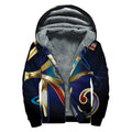 Eye Of Horus Amulet Print Sherpa Lined Zip Up Hoodie