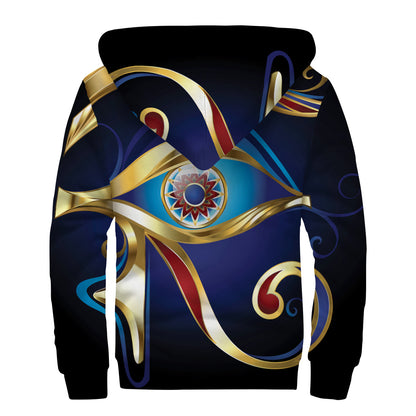 Eye Of Horus Amulet Print Sherpa Lined Zip Up Hoodie