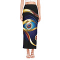Eye Of Horus Amulet Print Side Slit Maxi Skirt