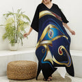 Eye Of Horus Amulet Print Silk V-Neck Kaftan Dress