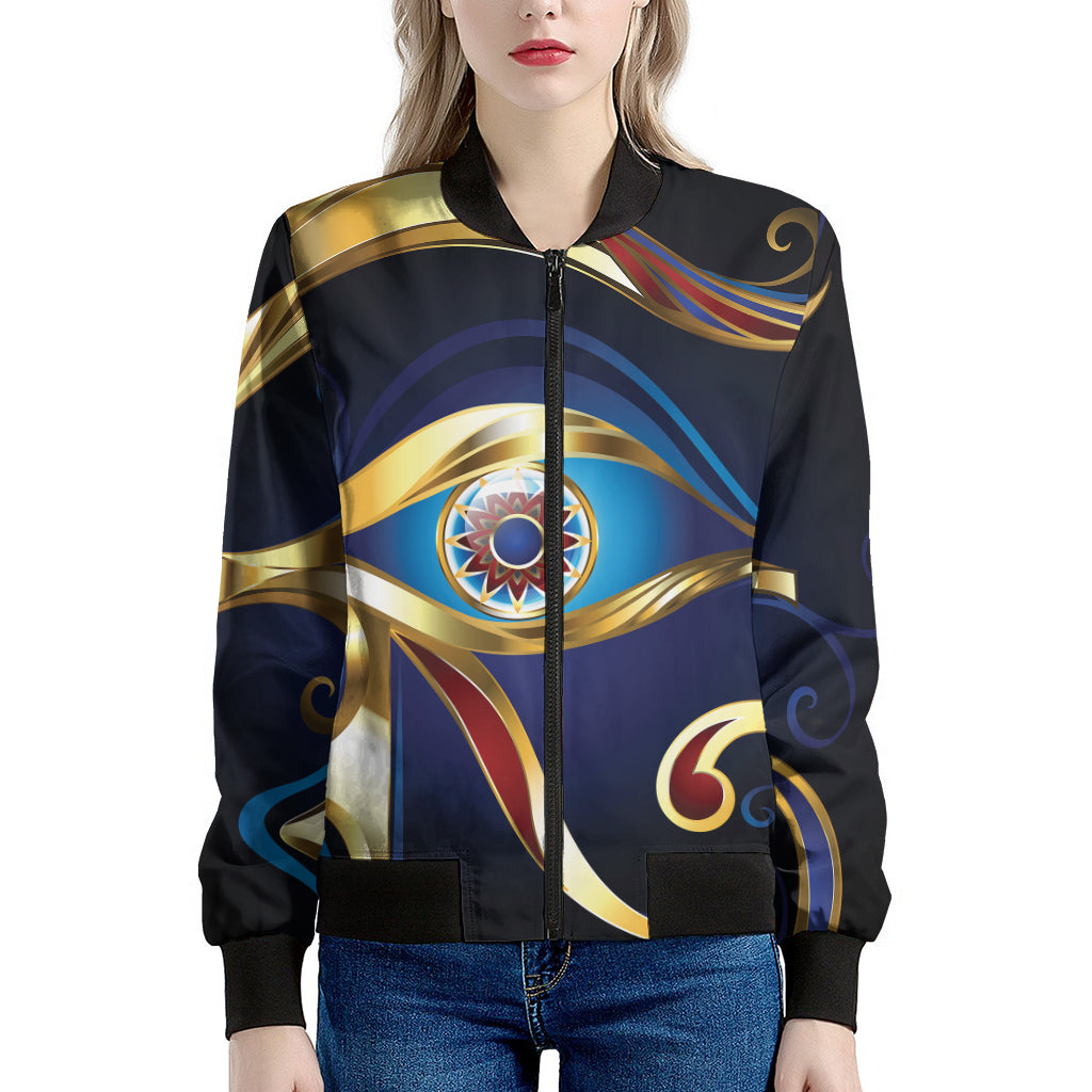 Eye Of Horus Amulet Print Women's Bomber Jacket