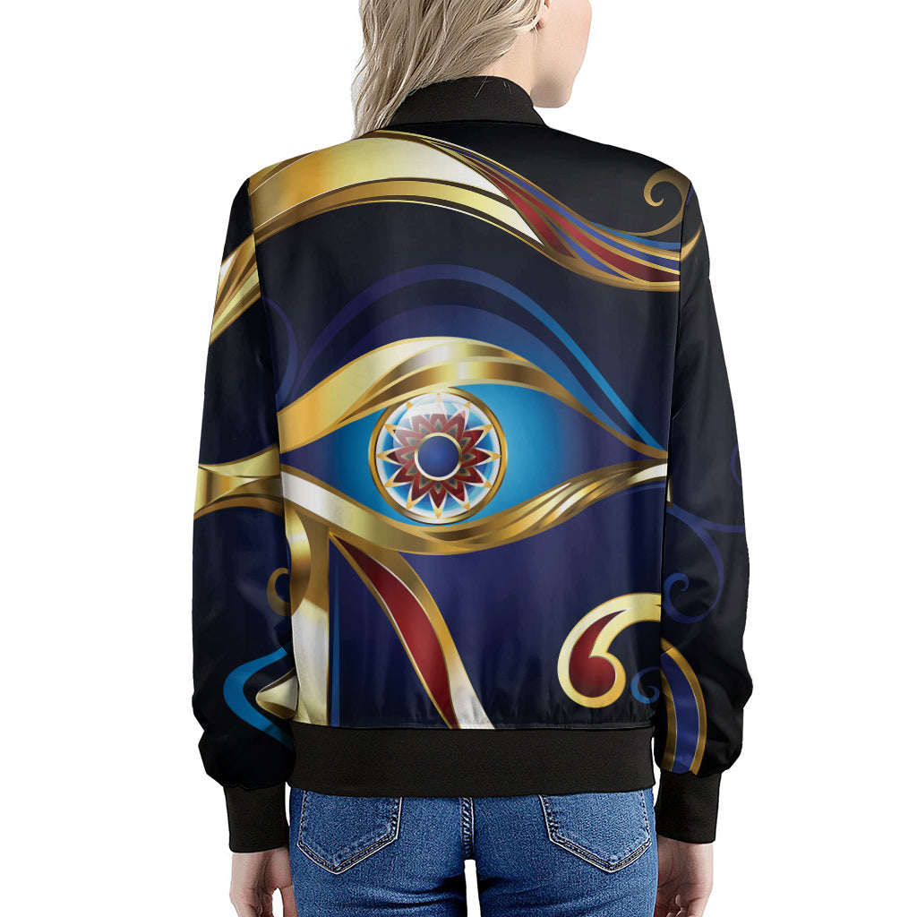 Eye Of Horus Amulet Print Women's Bomber Jacket