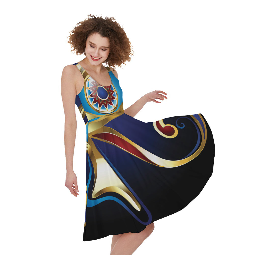 Eye Of Horus Amulet Print Women's Sleeveless Dress