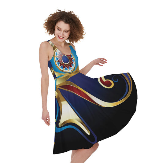 Eye Of Horus Amulet Print Women's Sleeveless Dress