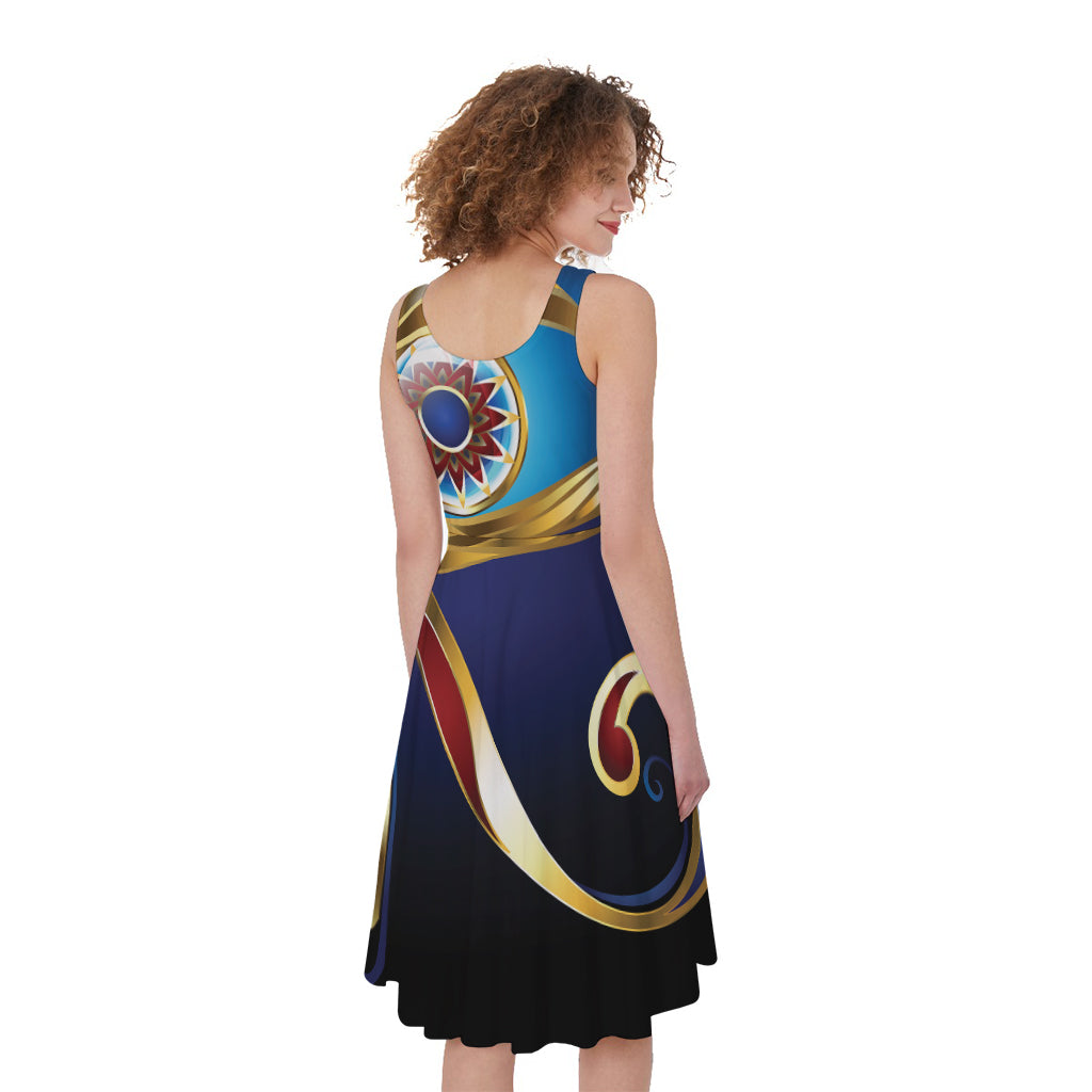 Eye Of Horus Amulet Print Women's Sleeveless Dress