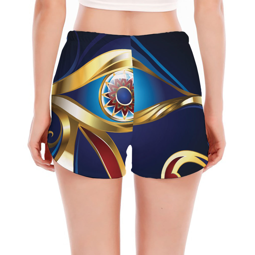 Eye Of Horus Amulet Print Women's Split Running Shorts