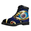 Eye Of Horus Amulet Print Padded Collar Lace Up Boots