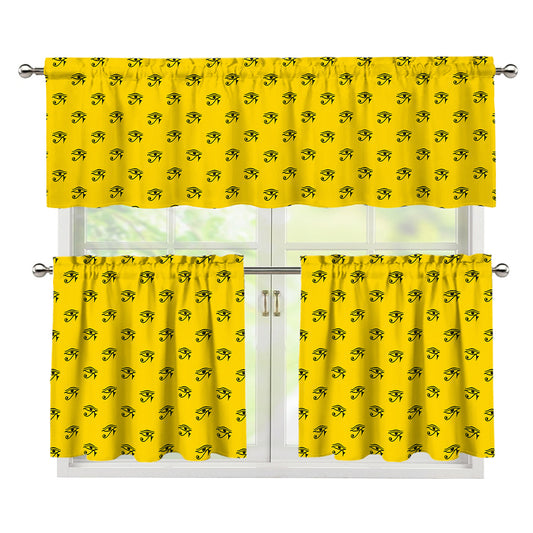 Eye Of Horus Symbol Pattern Print 3 Piece Kitchen Curtains