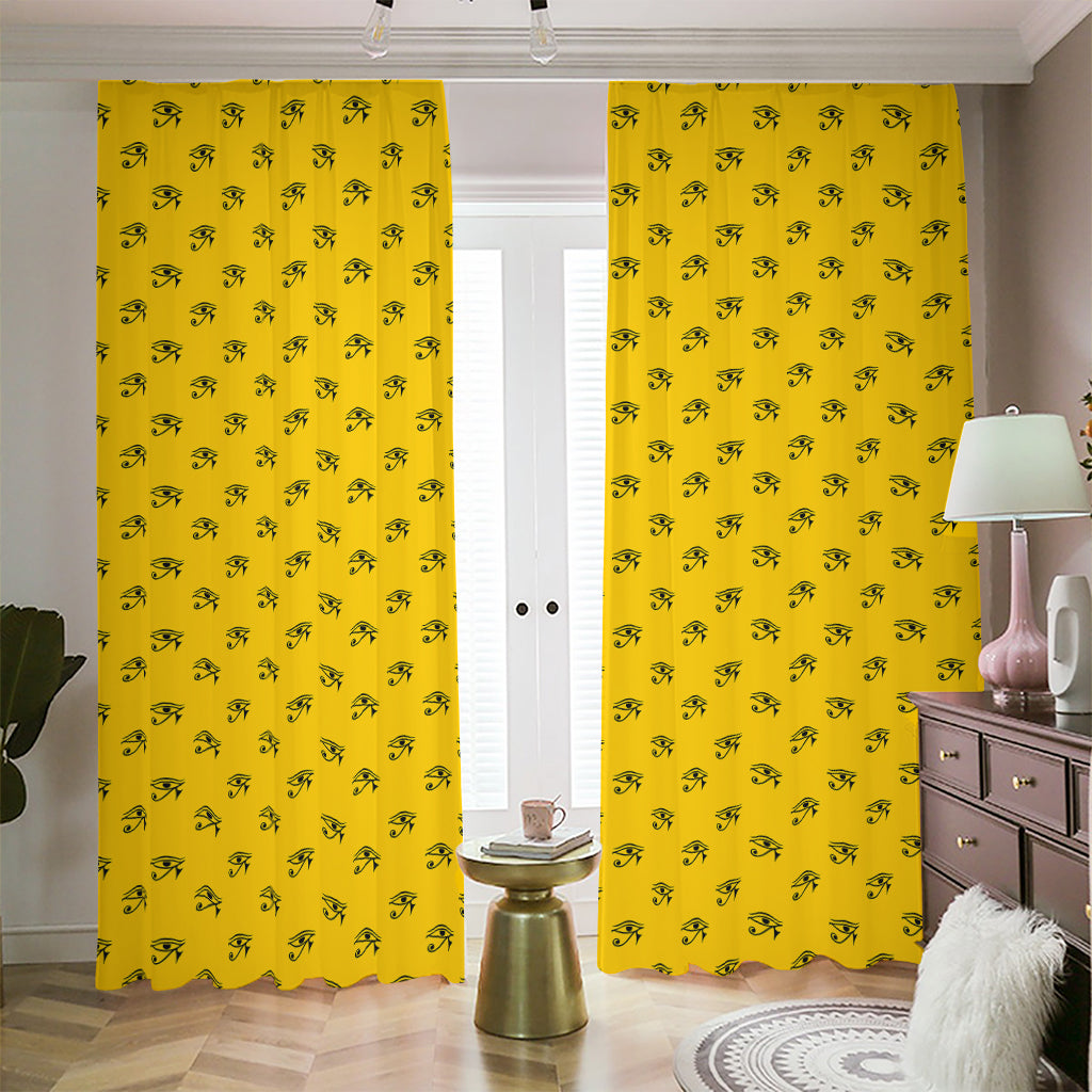 Eye Of Horus Symbol Pattern Print Blackout Pencil Pleat Curtains