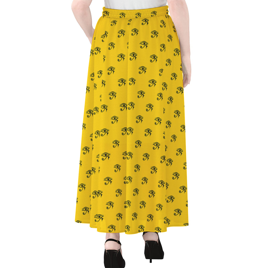 Eye Of Horus Symbol Pattern Print Chiffon Maxi Skirt