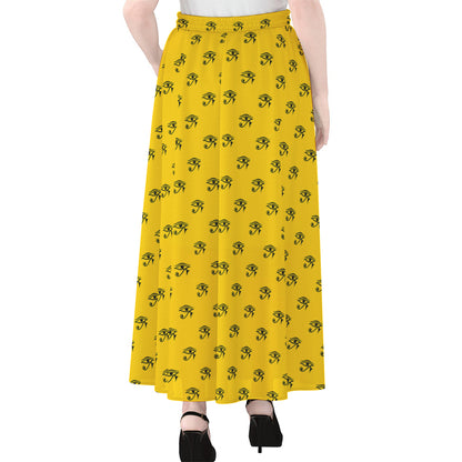 Eye Of Horus Symbol Pattern Print Chiffon Maxi Skirt