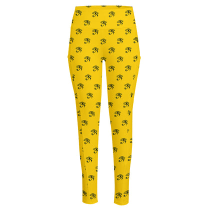 Eye Of Horus Symbol Pattern Print High-Waisted Pocket Leggings