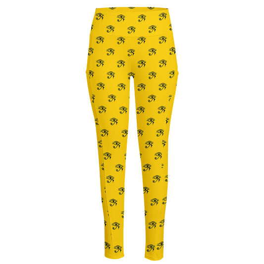 Eye Of Horus Symbol Pattern Print High-Waisted Pocket Leggings