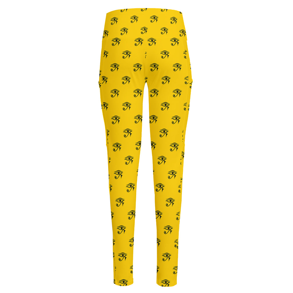 Eye Of Horus Symbol Pattern Print High-Waisted Pocket Leggings