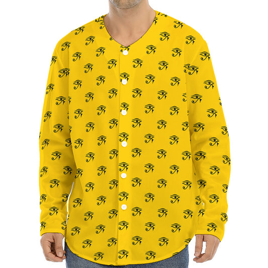 Eye Of Horus Symbol Pattern Print Long Sleeve Baseball Jersey