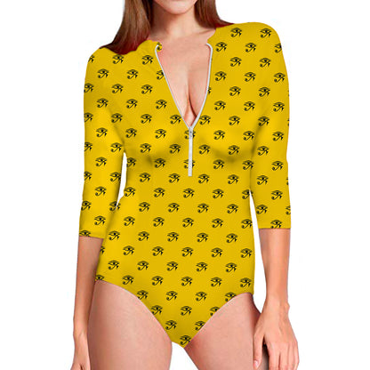 Eye Of Horus Symbol Pattern Print Long Sleeve Swimsuit
