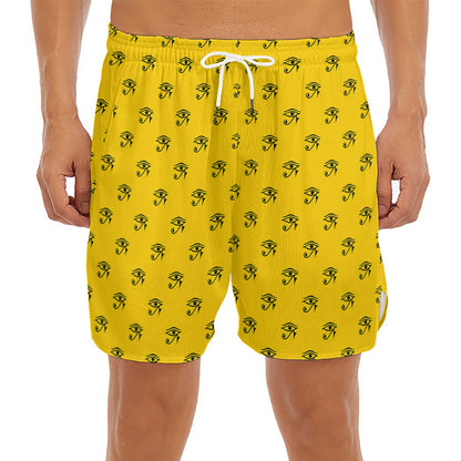 Eye Of Horus Symbol Pattern Print Men's Split Running Shorts