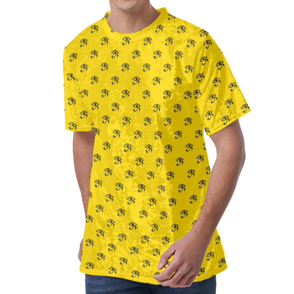 Eye Of Horus Symbol Pattern Print Men's Velvet T-Shirt