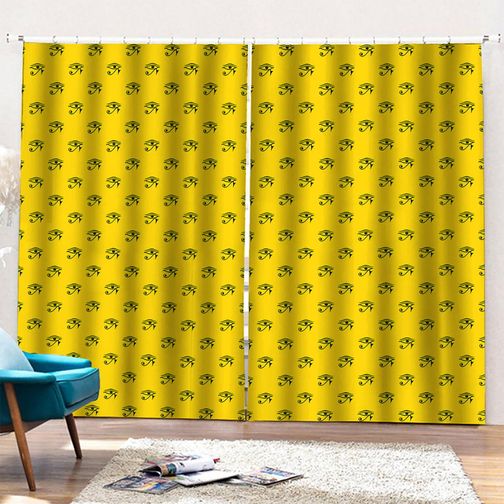 Eye Of Horus Symbol Pattern Print Pencil Pleat Curtains