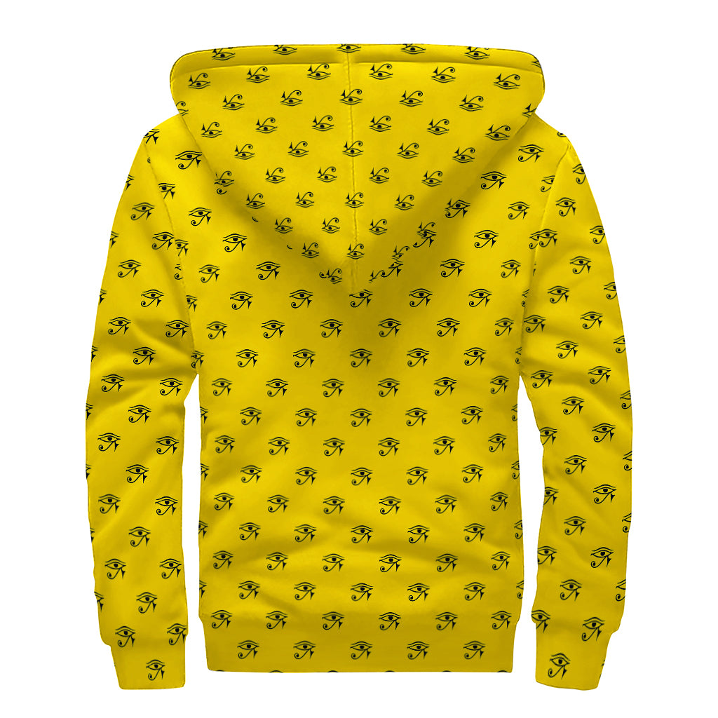 Eye Of Horus Symbol Pattern Print Sherpa Lined Zip Up Hoodie