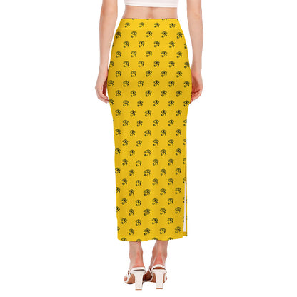 Eye Of Horus Symbol Pattern Print Side Slit Maxi Skirt
