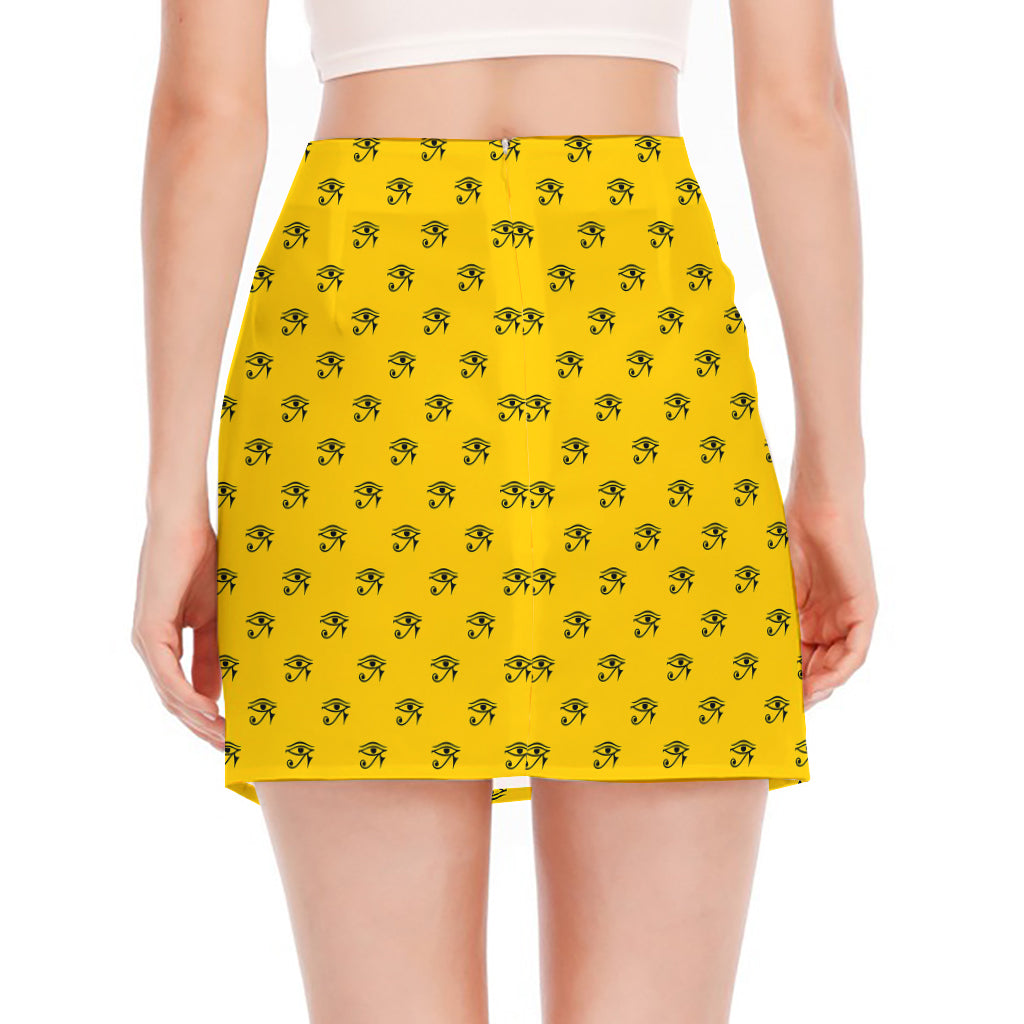 Eye Of Horus Symbol Pattern Print Side Slit Mini Skirt