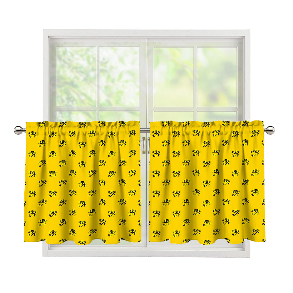 Eye Of Horus Symbol Pattern Print Tier Curtains