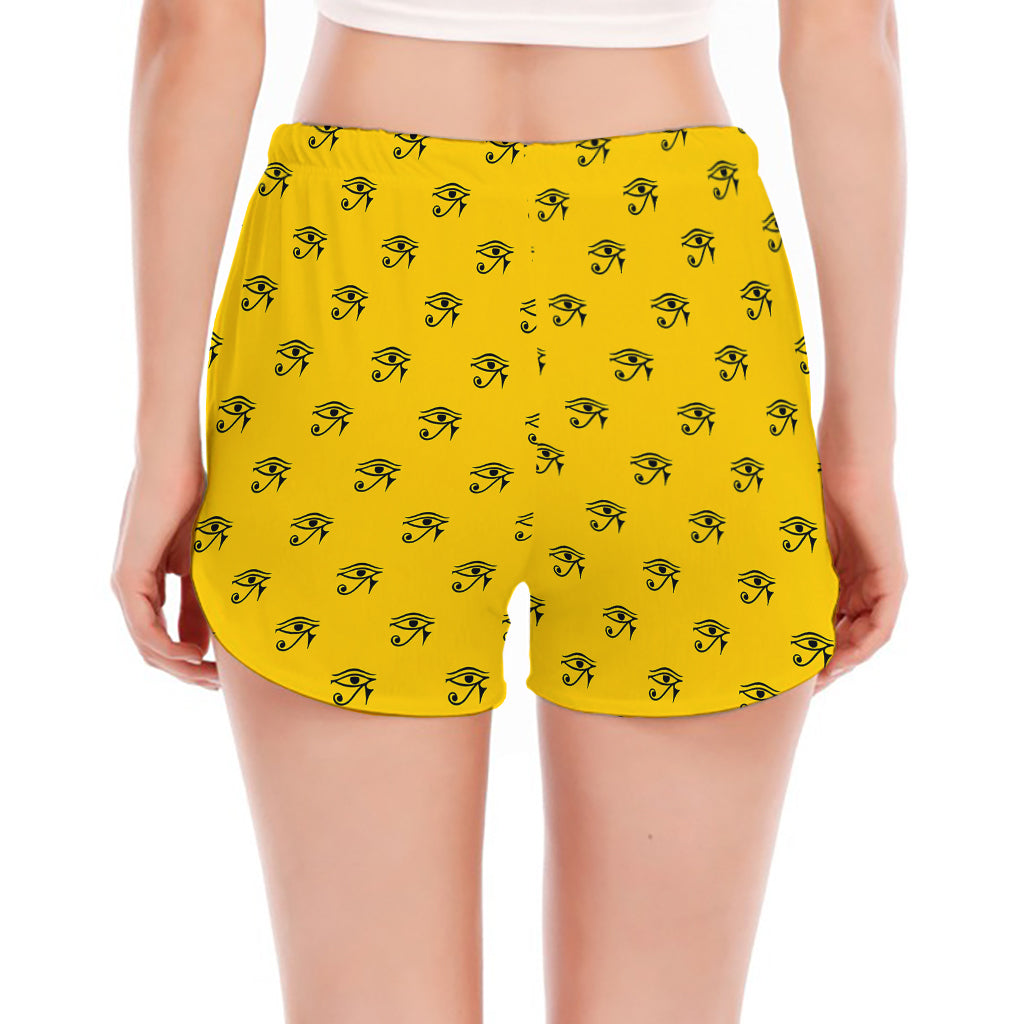Eye Of Horus Symbol Pattern Print Women's Split Running Shorts