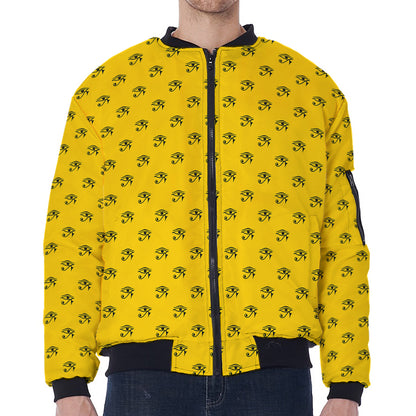 Eye Of Horus Symbol Pattern Print Zip Sleeve Bomber Jacket
