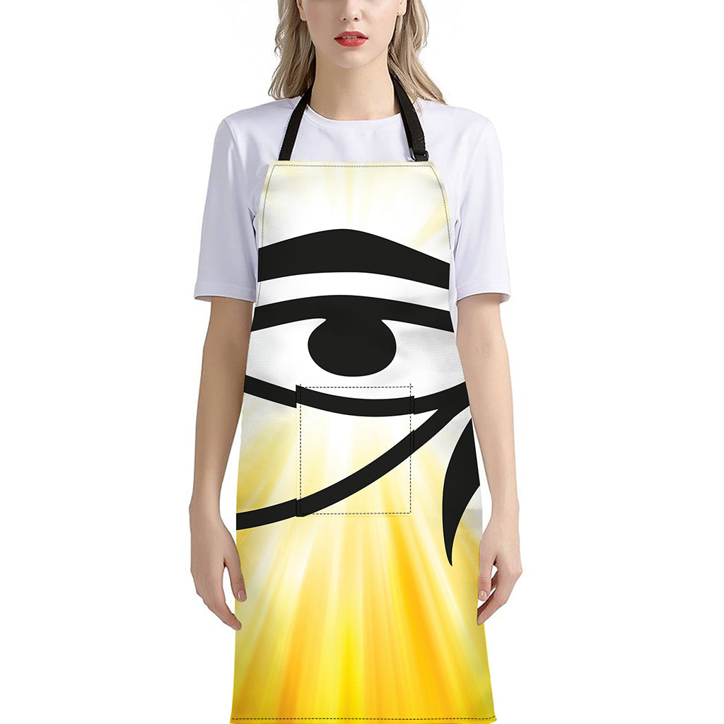 Eye Of Horus Symbol Print Bib Apron With Pocket