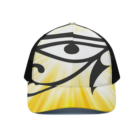 Eye Of Horus Symbol Print Black Mesh Trucker Cap