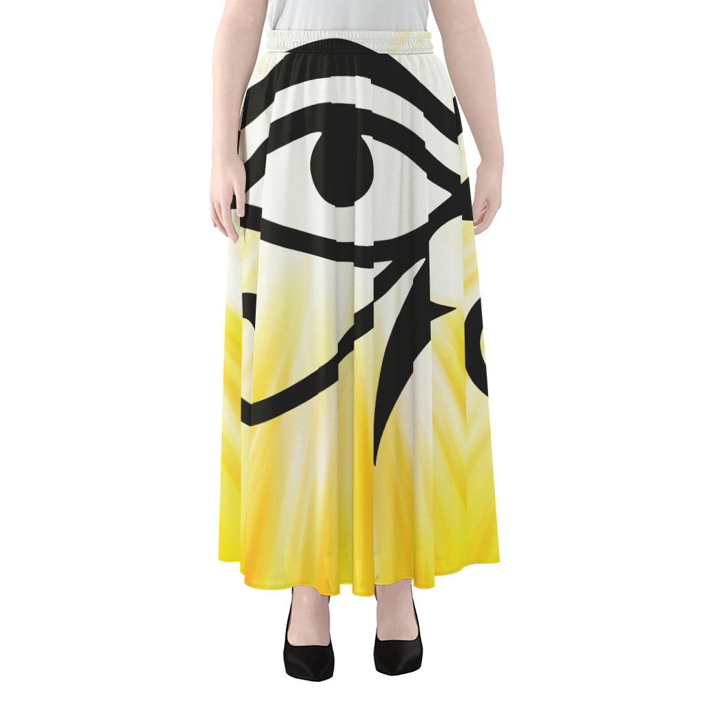 Eye Of Horus Symbol Print Chiffon Maxi Skirt