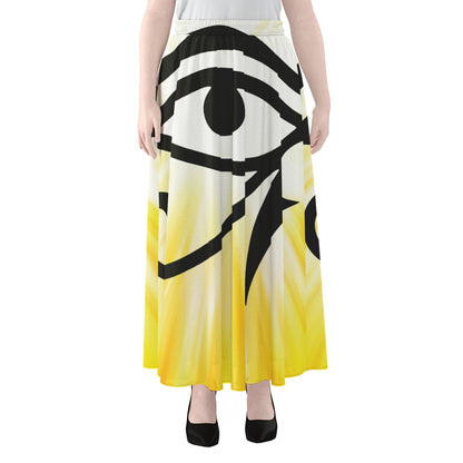Eye Of Horus Symbol Print Chiffon Maxi Skirt