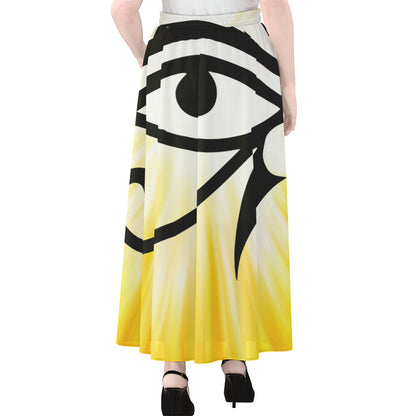 Eye Of Horus Symbol Print Chiffon Maxi Skirt