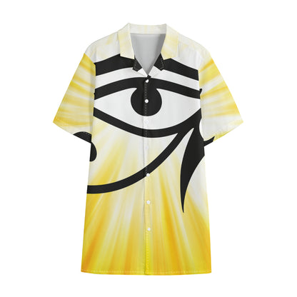 Eye Of Horus Symbol Print Cotton Hawaiian Shirt
