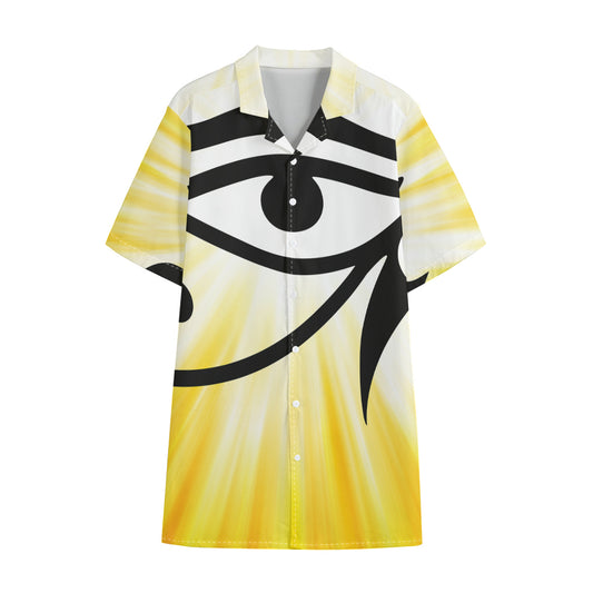 Eye Of Horus Symbol Print Cotton Hawaiian Shirt