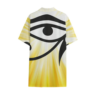 Eye Of Horus Symbol Print Cotton Hawaiian Shirt