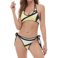 Eye Of Horus Symbol Print Halter Scoop Tie Side Bikini