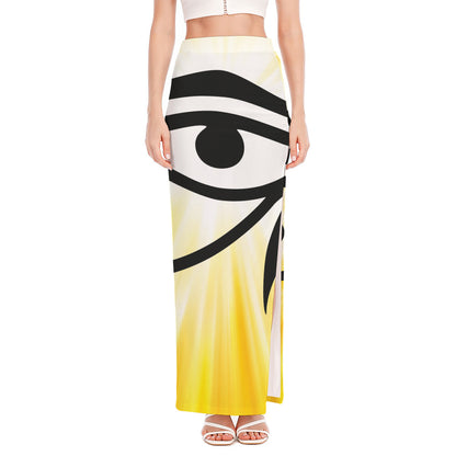 Eye Of Horus Symbol Print High Slit Maxi Skirt