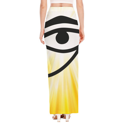 Eye Of Horus Symbol Print High Slit Maxi Skirt