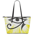 Eye Of Horus Symbol Print Leather Tote Bag With Zipper