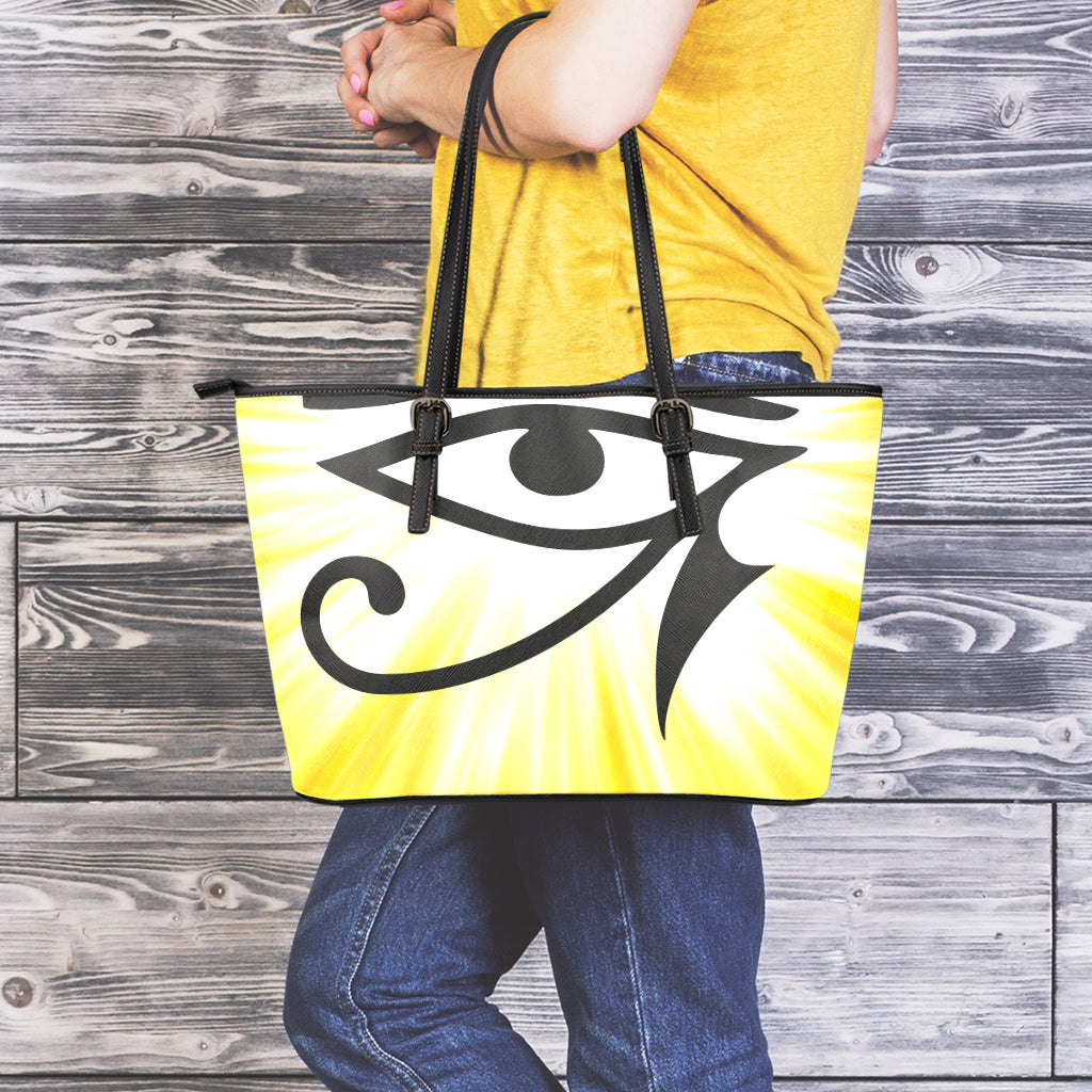 Eye Of Horus Symbol Print Leather Tote Bag
