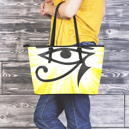 Eye Of Horus Symbol Print Leather Tote Bag