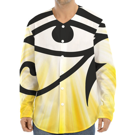 Eye Of Horus Symbol Print Long Sleeve Baseball Jersey