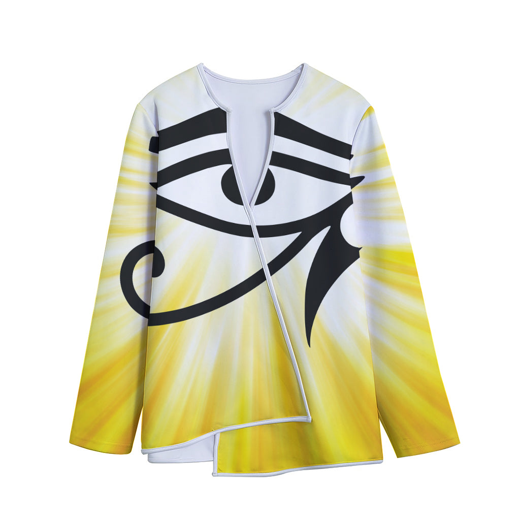 Eye Of Horus Symbol Print Long Sleeve Short Coat