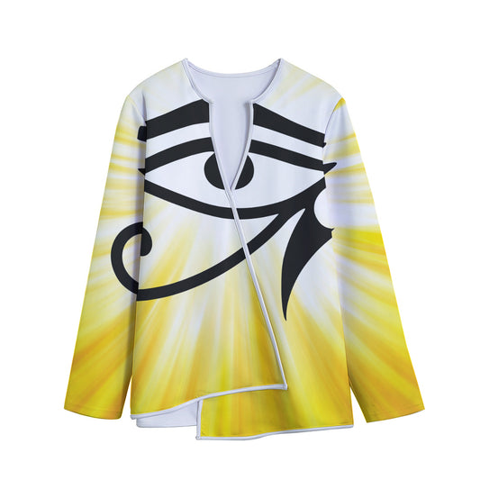 Eye Of Horus Symbol Print Long Sleeve Short Coat