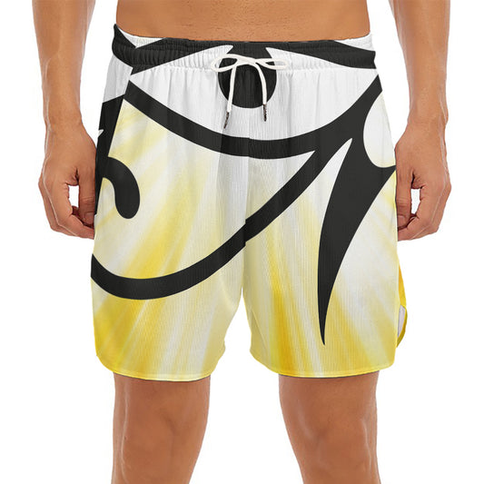 Eye Of Horus Symbol Print Men's Split Running Shorts