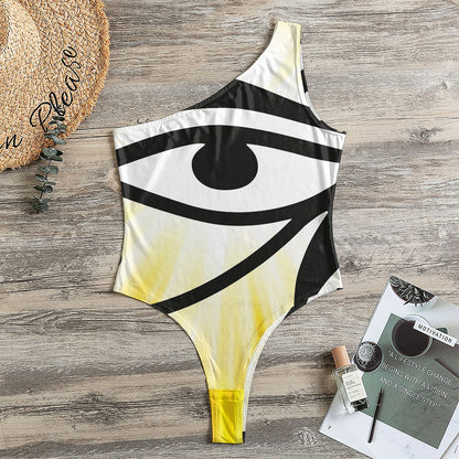 Eye Of Horus Symbol Print One Shoulder Bodysuit