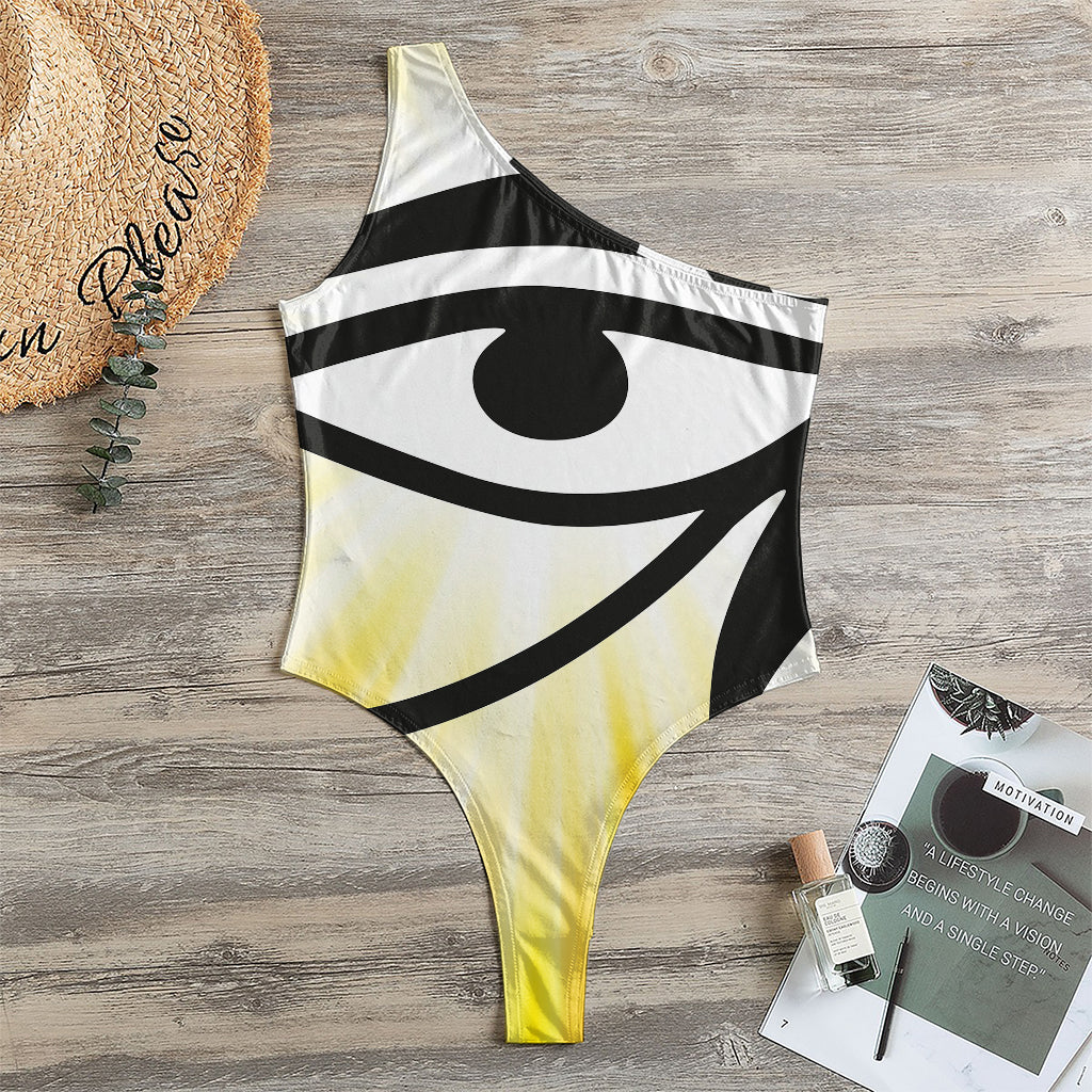 Eye Of Horus Symbol Print One Shoulder Bodysuit