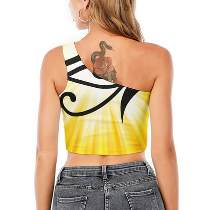 Eye Of Horus Symbol Print One Shoulder Crop Top
